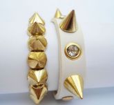 Conjunto Spike Ouro Couro